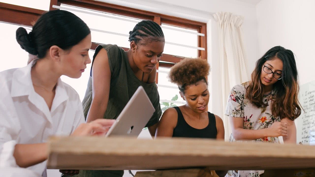 young women working on a project